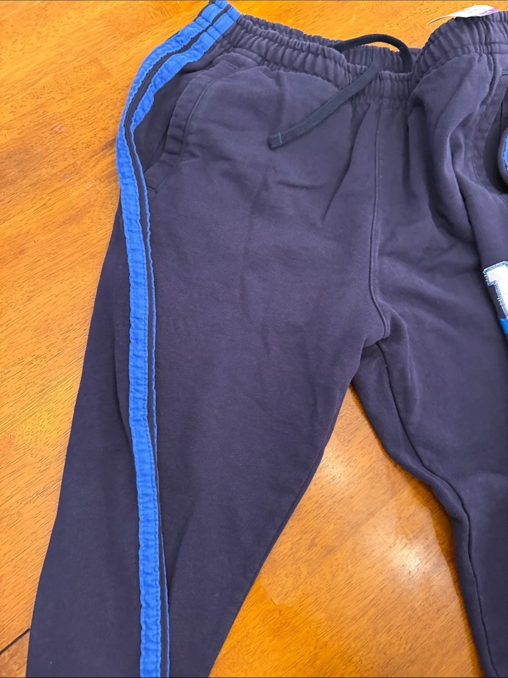 Nike Navy Sweatpants with Royal Blue Side Stripes xl